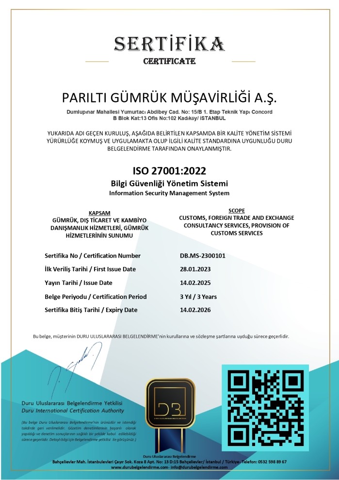 Parıltı Gümrük - Gümrük Müşavirliği Anonim Şirketi